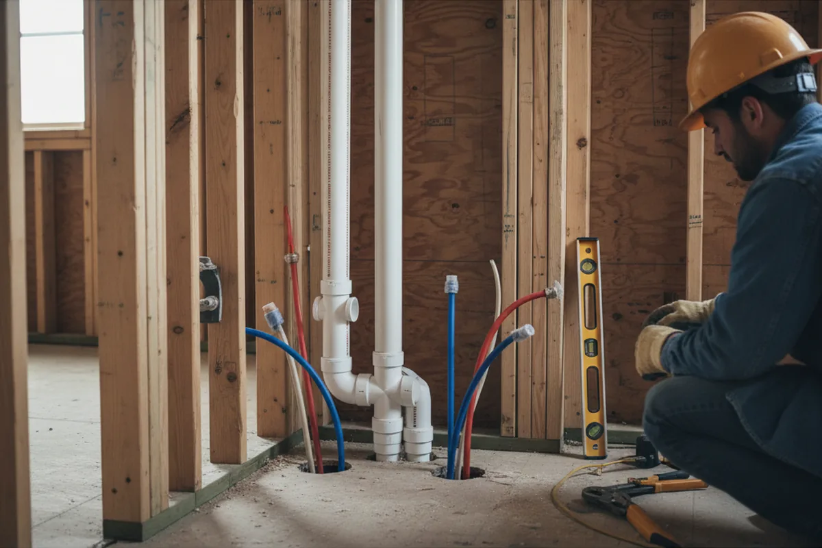 Drain and supply rough-in during Leak Detection in East Canton